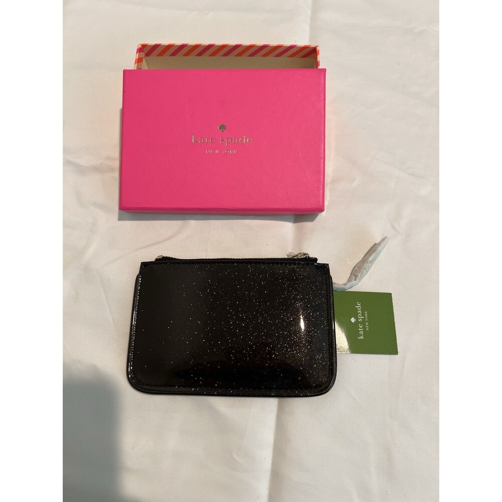 Kate Spade New York Glitter Black Card Case Coin Purse Wallet NWT‎ - Picture 3 of 4